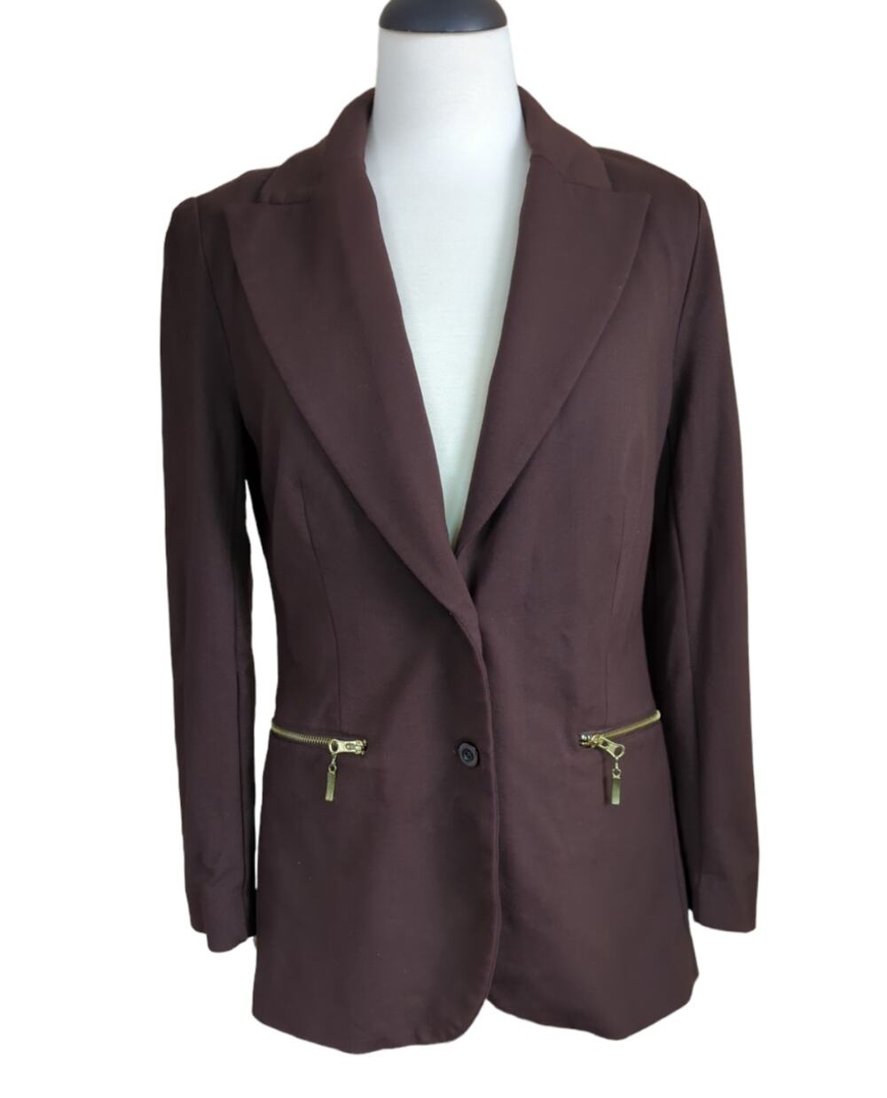 DG2 Diane Gilman Brown 2 Button Blazer Size S